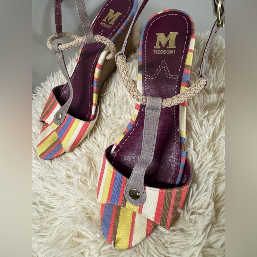 Missoni Multicolor Striped Women's Wedge Sandals Sz 39